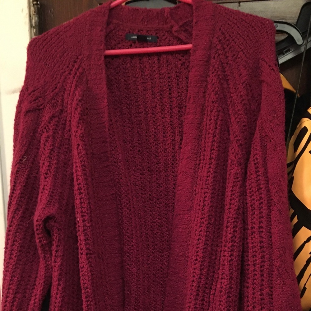 Dark berry pink cardigan sweater